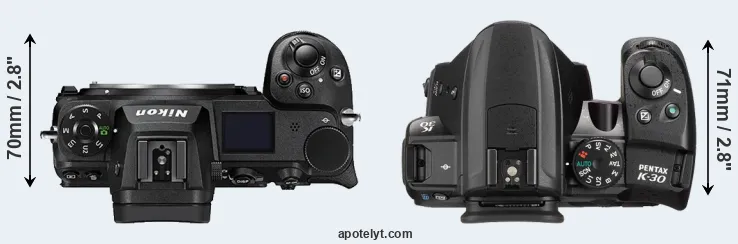 Compare Z6 II versus K-30 top