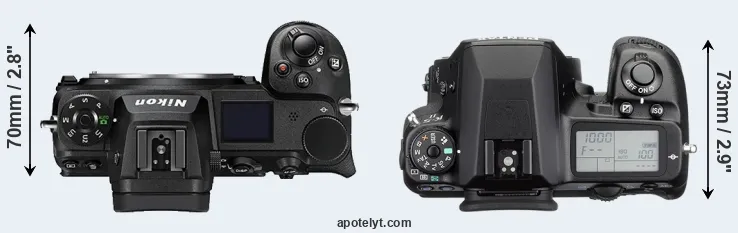 Compare Z6 II versus K-5 II top