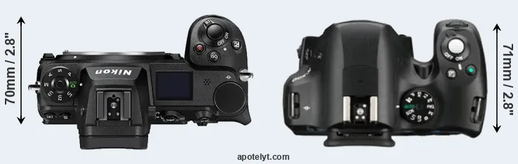 Compare Z6 II versus K-500 top