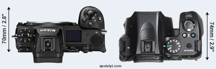 Compare Z6 II versus K-70 top