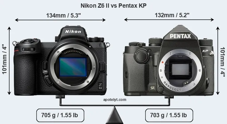 Size Nikon Z6 II vs Pentax KP