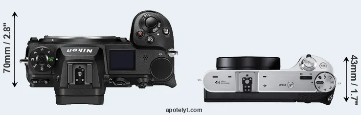 Compare Z6 II versus NX500 top
