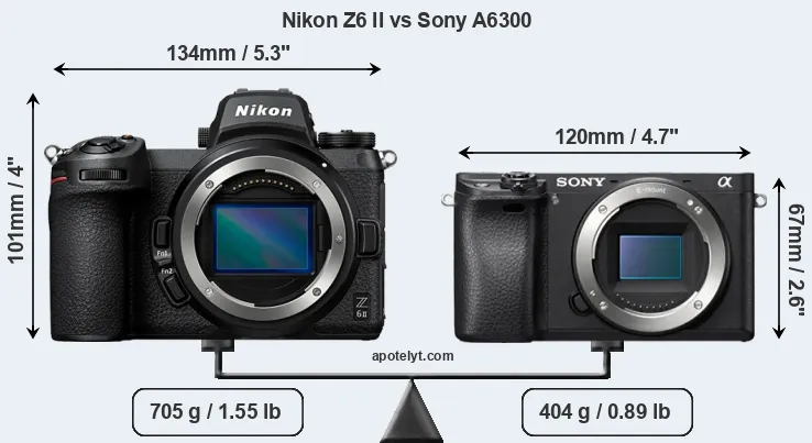 Size Nikon Z6 II vs Sony A6300