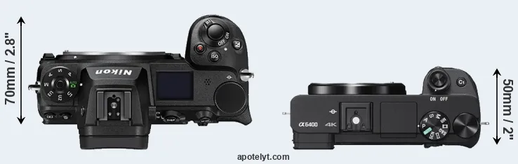 Compare Z6 II versus A6400 top