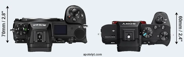 Compare Z6 II versus A7 II top