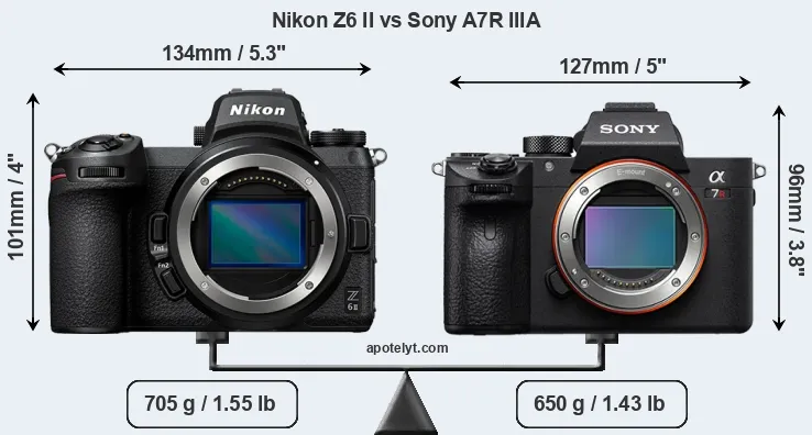 Size Nikon Z6 II vs Sony A7R IIIA