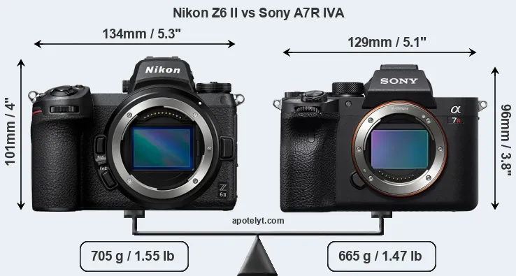 Size Nikon Z6 II vs Sony A7R IVA