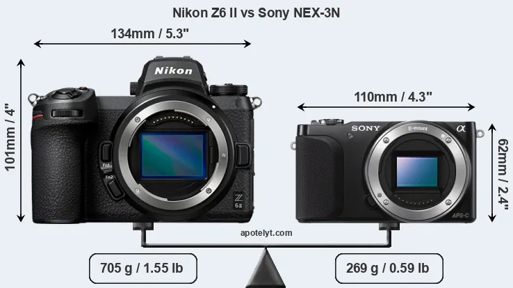 Size Nikon Z6 II vs Sony NEX-3N