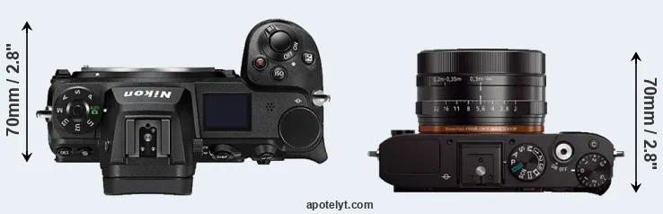 Compare Z6 II versus RX1 top