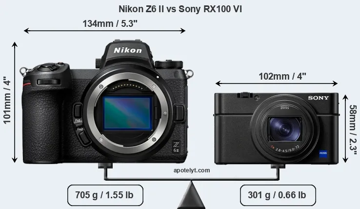 Size Nikon Z6 II vs Sony RX100 VI