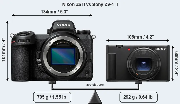 Size Nikon Z6 II vs Sony ZV-1 II