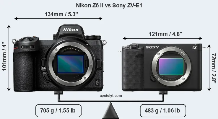 Size Nikon Z6 II vs Sony ZV-E1