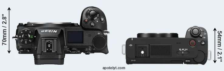 Compare Z6 II versus ZV-E1 top
