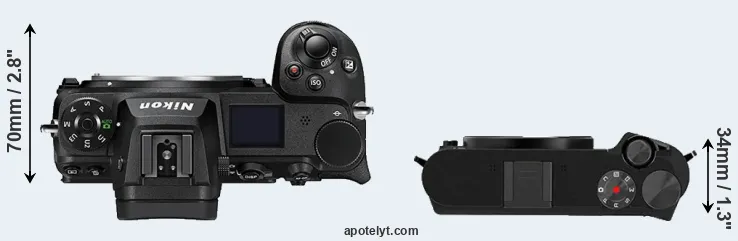 Compare Z6 II versus M1 top