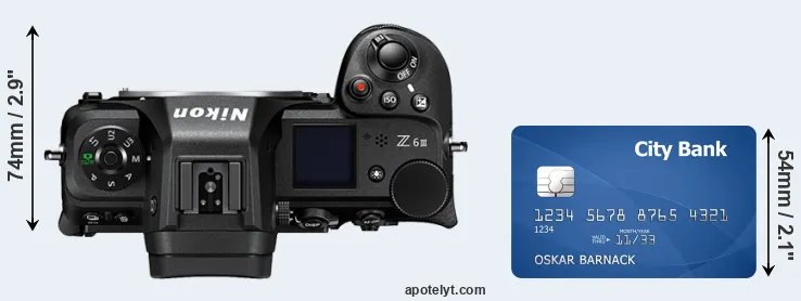 Z6 III versus credit card top view