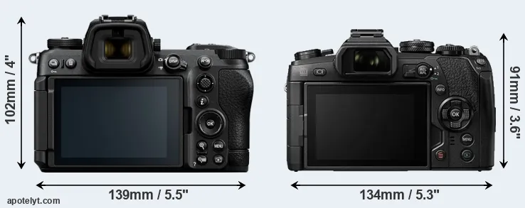 Comparison Z6 III or E-M1 II rear