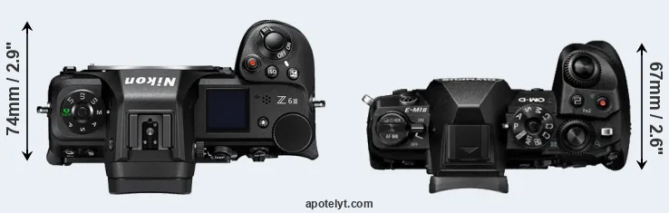 Compare Z6 III versus E-M1 II top