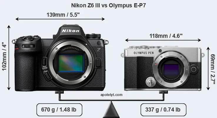 Size Nikon Z6 III vs Olympus E-P7