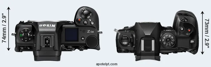 Compare Z6 III versus OM-1 top
