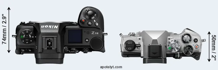 Compare Z6 III versus OM-5 top
