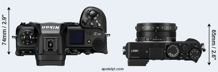 Compare Z6 III versus LX100 II top