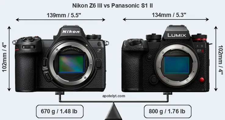 Size Nikon Z6 III vs Panasonic S1 II