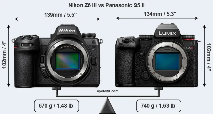 Size Nikon Z6 III vs Panasonic S5 II