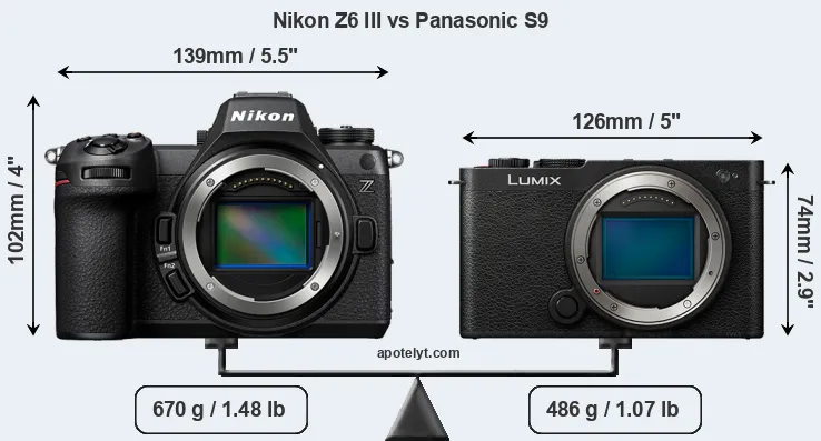 Size Nikon Z6 III vs Panasonic S9