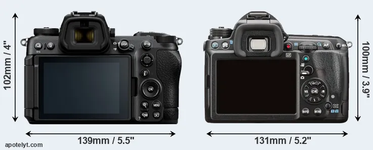 Comparison Z6 III or K-3 II rear