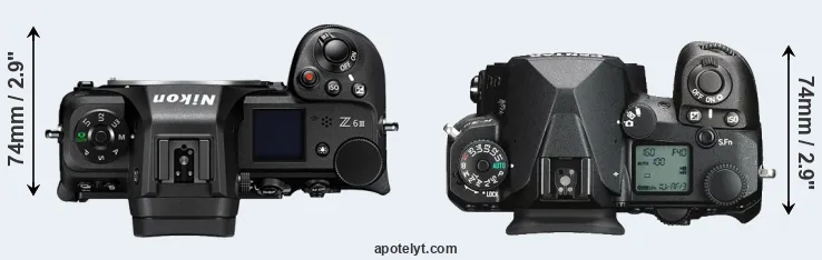 Compare Z6 III versus K-3 III top