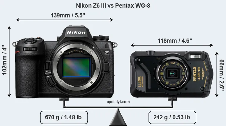 Size Nikon Z6 III vs Pentax WG-8
