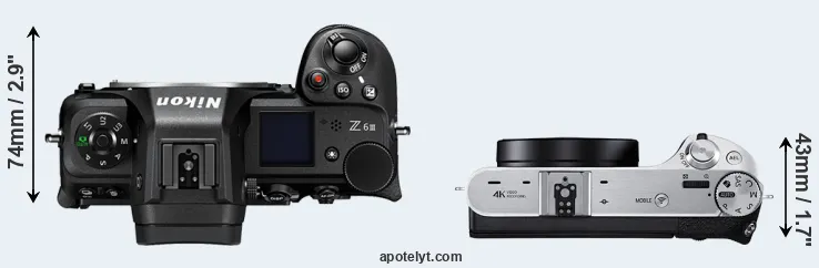 Compare Z6 III versus NX500 top