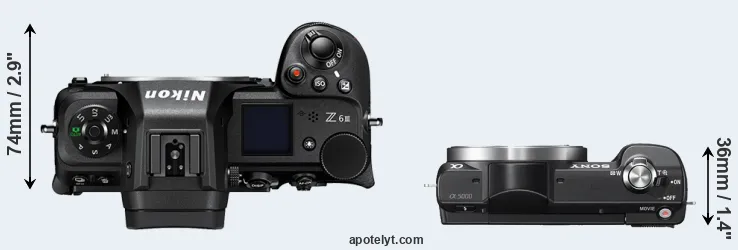Compare Z6 III versus A5000 top