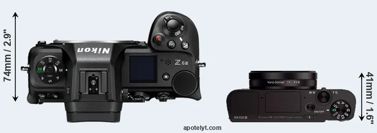 Compare Z6 III versus RX100 III top
