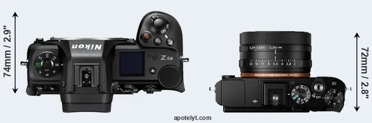 Compare Z6 III versus RX1R II top