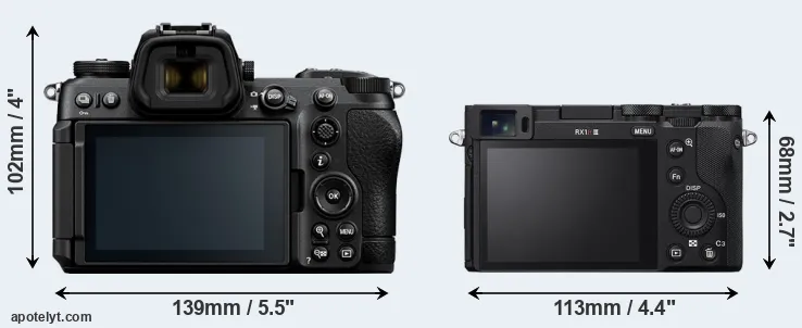Comparison Z6 III or RX1R III rear