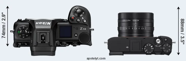 Compare Z6 III versus RX1R III top