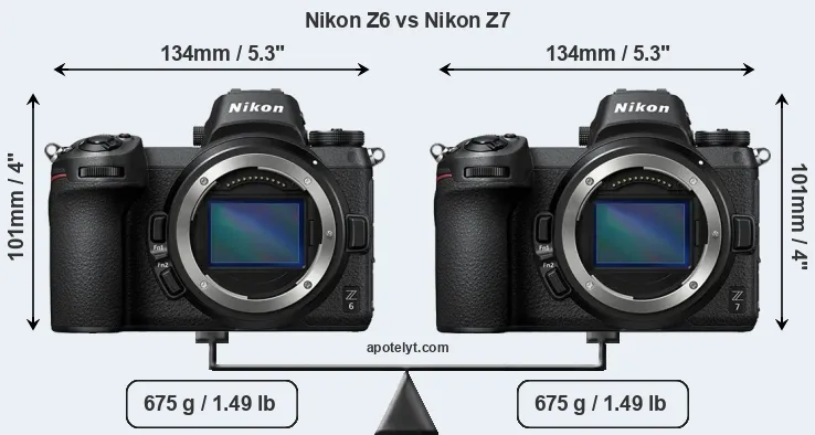 Size Nikon Z6 vs Nikon Z7