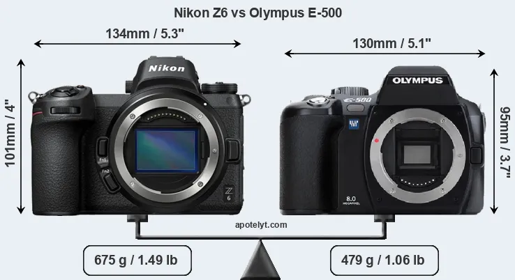 Size Nikon Z6 vs Olympus E-500