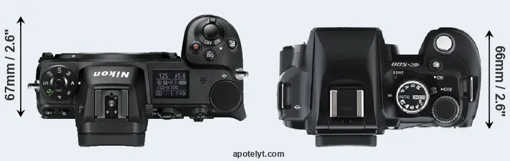 Compare Z6 versus E-500 top