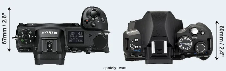 Compare Z6 versus E-620 top