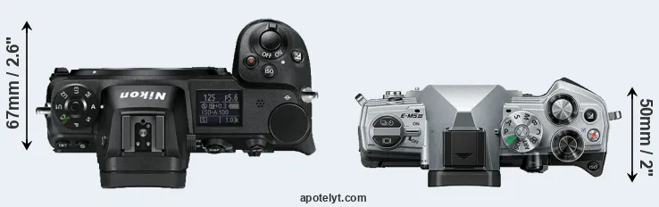 Compare Z6 versus E-M5 III top