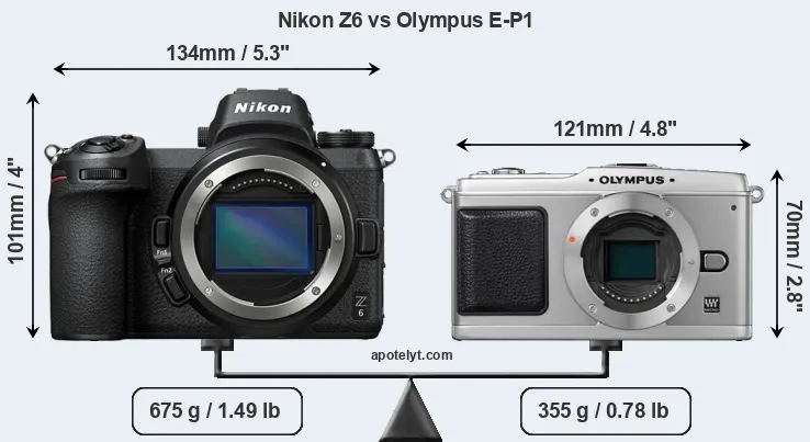 Size Nikon Z6 vs Olympus E-P1