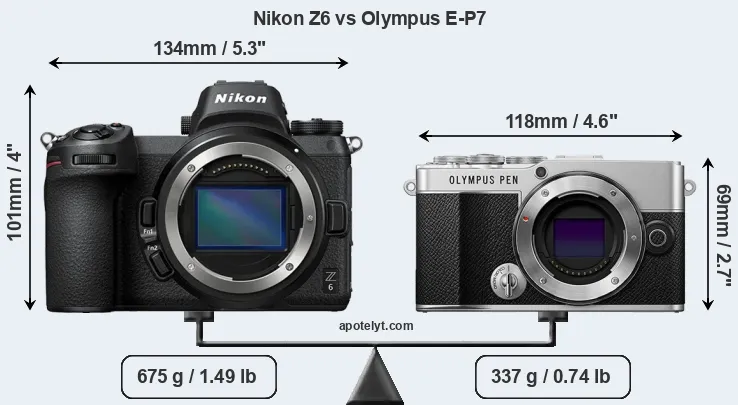 Size Nikon Z6 vs Olympus E-P7