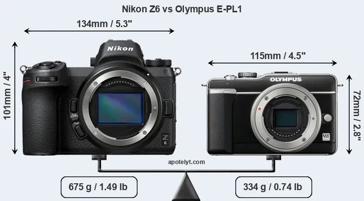 Size Nikon Z6 vs Olympus E-PL1