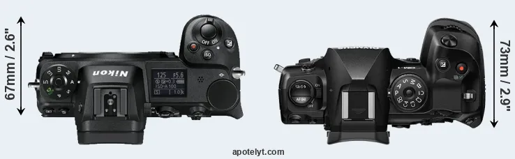 Compare Z6 versus OM-1 top