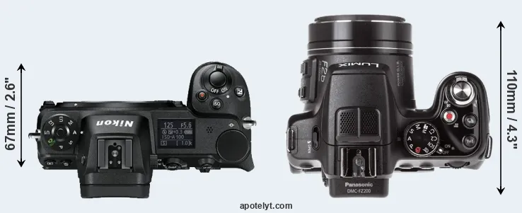 Compare Z6 versus FZ200 top