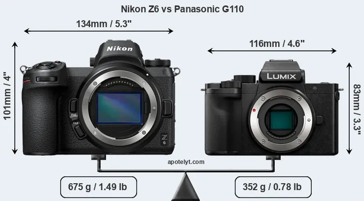 Size Nikon Z6 vs Panasonic G110