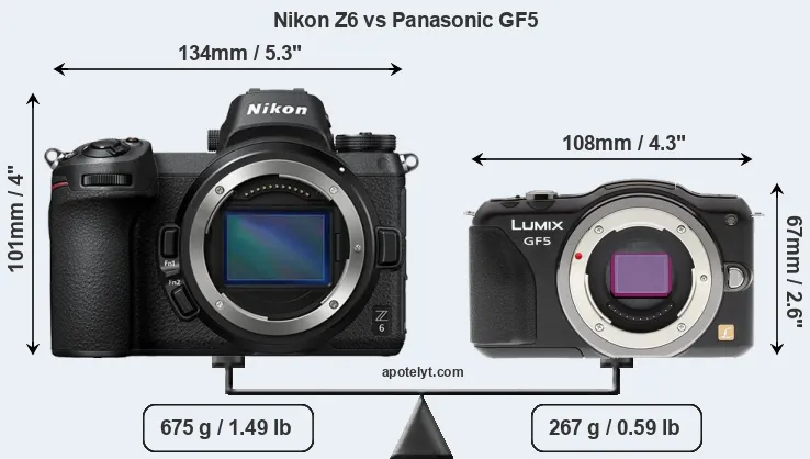 Size Nikon Z6 vs Panasonic GF5