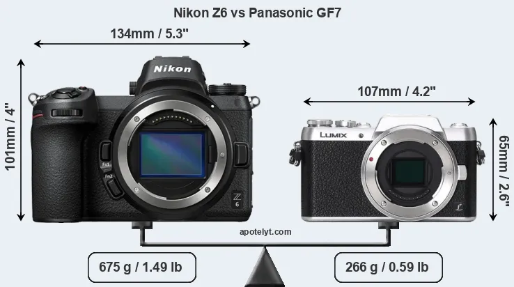 Size Nikon Z6 vs Panasonic GF7